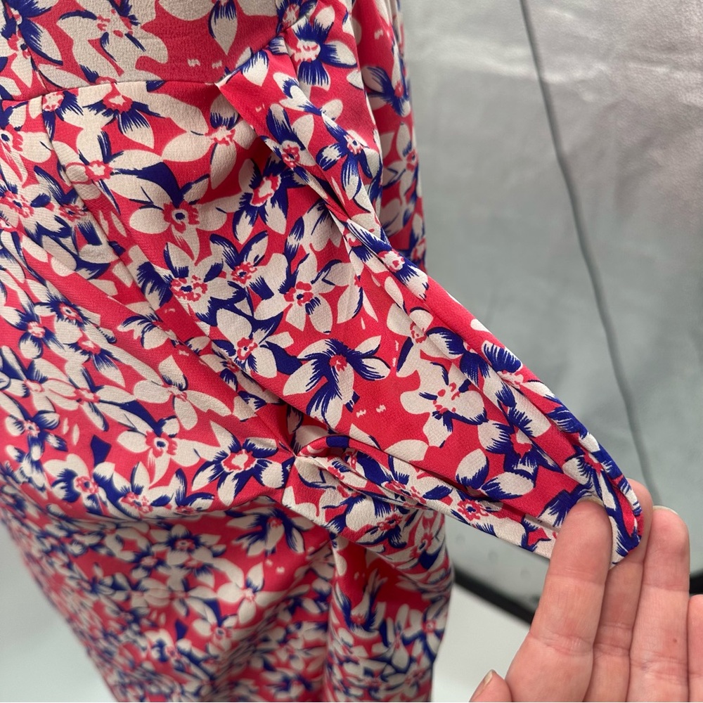 Yumi Kim Silk Dress- tulip hem with pockets, pink, blue and white floral print - Picture 9 of 16